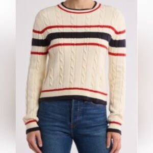 Vigos Cable Prep Stripe Crewneck Sweater